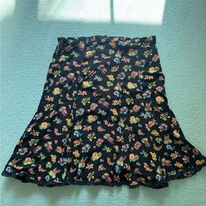 Betsey Johnson Black Floral Midi Skirt